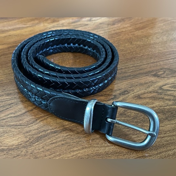 Coach Braided Black Leather Belt Silver Buckle | Adjustable | size large - Picture 1 of 3